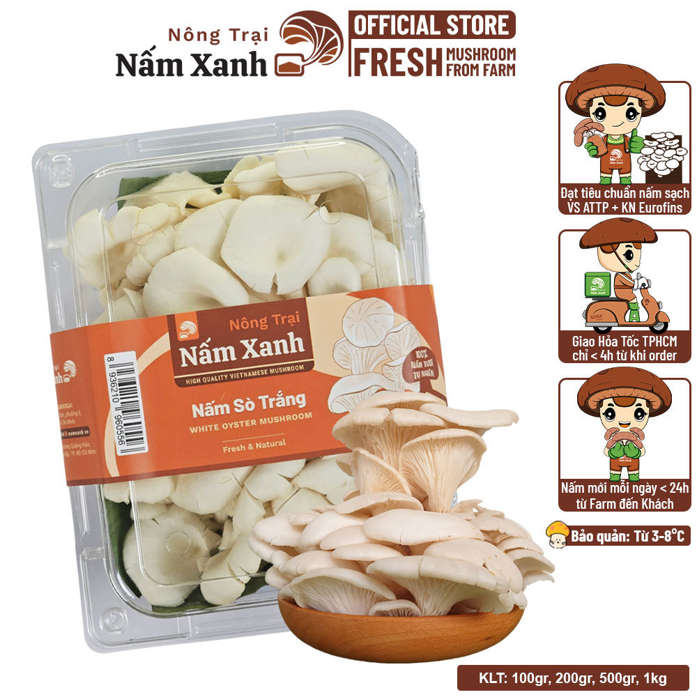 Nấm Sò Trắng Tươi 1kg - Nông Trại Nấm Xanh