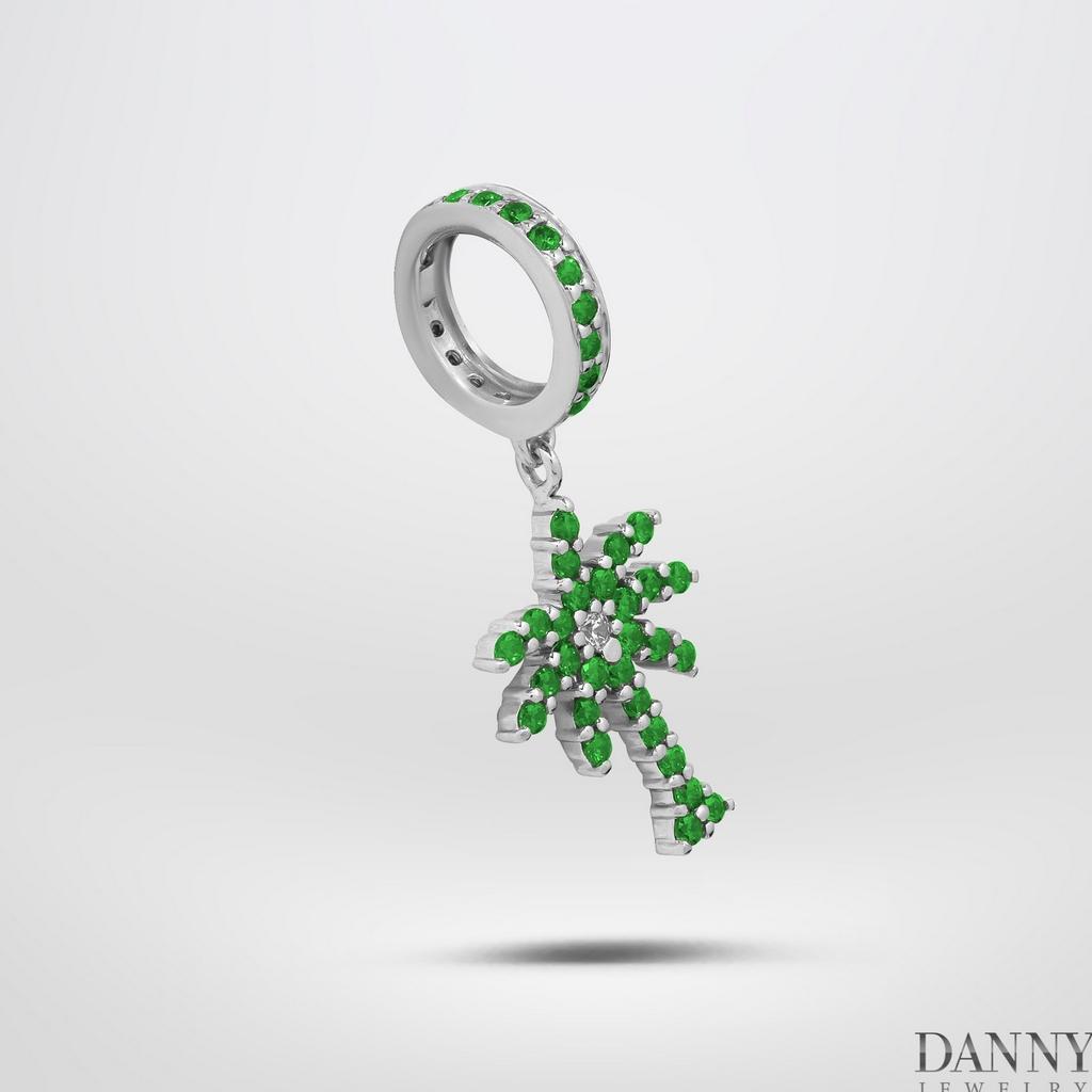 Charm Bạc 925 Danny Jewelry Đính Đá Màu - Biểu tượng Cây Dừa PK011S Xi Rhodium