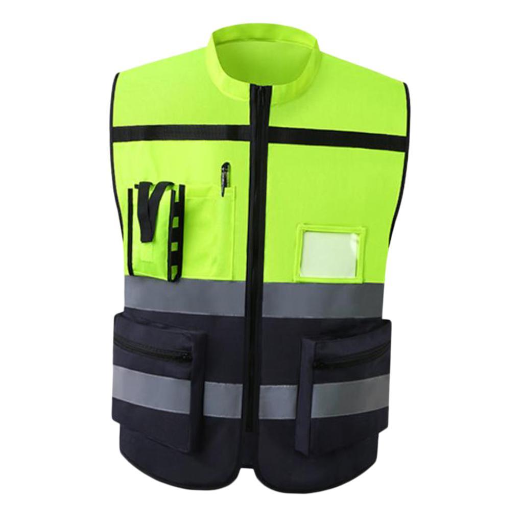 3x High Visibility Safety Vest, Neon Yellow Style-F