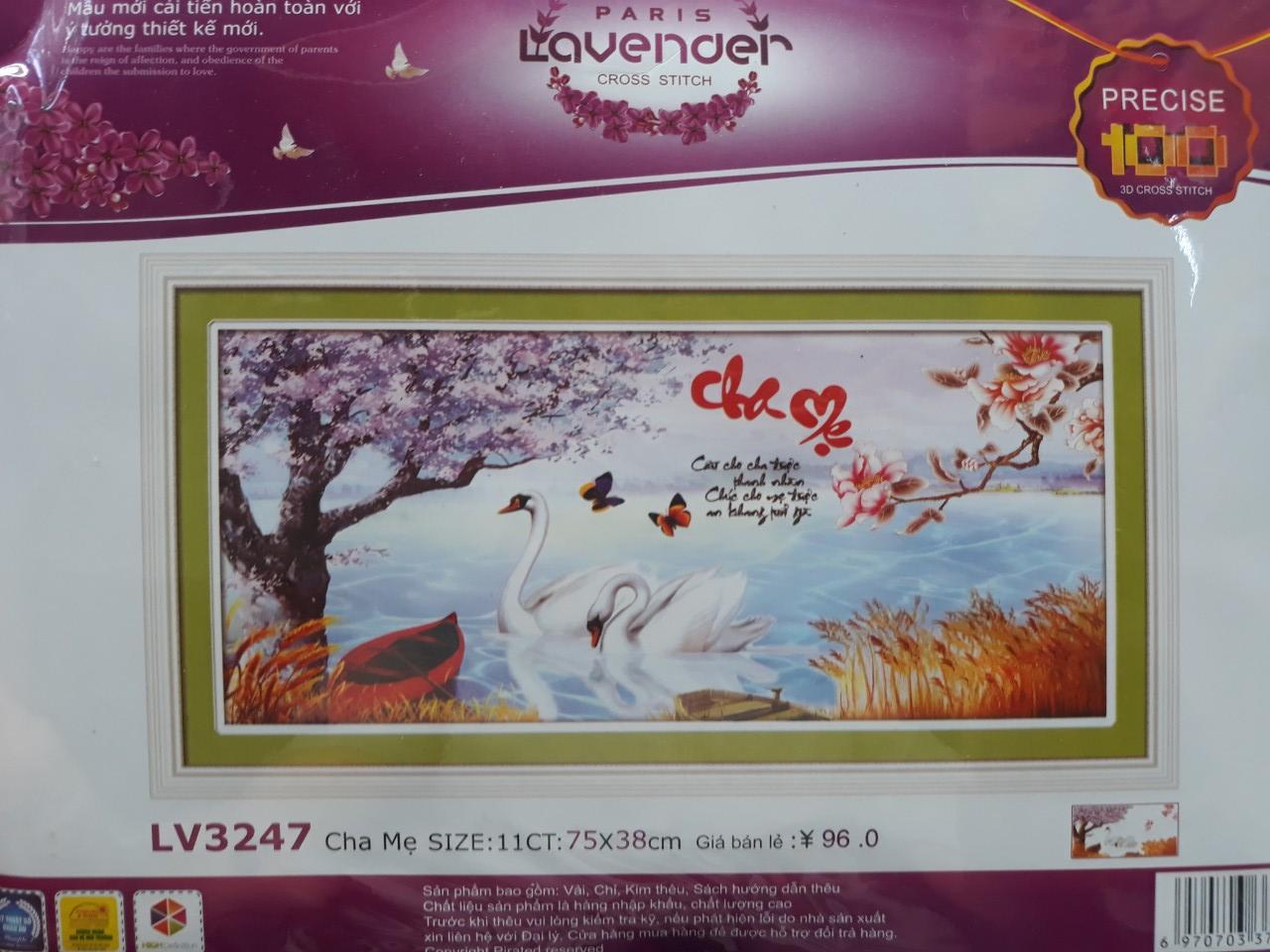 Tranh thêu chữ thập hồ uyên ương LV3247 - 75 x 38 cm - chưa thêu