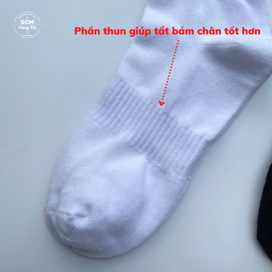 Tất vớ nam nữ cổ trung trơn màu GOMTAT chất liệu cotton cao cấp, có thiết kế thoáng khí, êm mềm đi mát -KLB-TRONLUNG-GANTAM