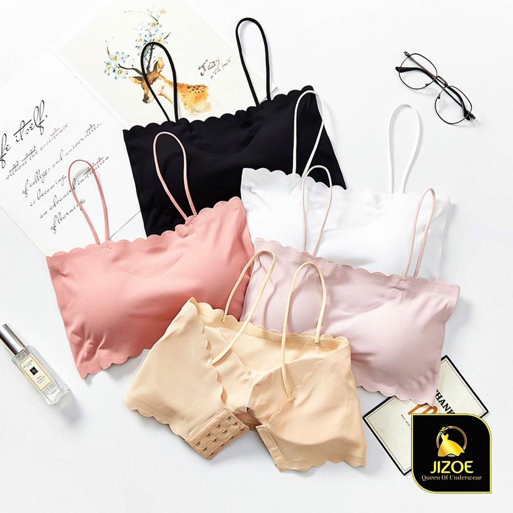 Áo Bra nữ quây hai dây Hàn Quốc cài sau gân tăm thông hơi thoáng mát co giãn nâng ngực Sexy gợi cảm JIZOE ALT59