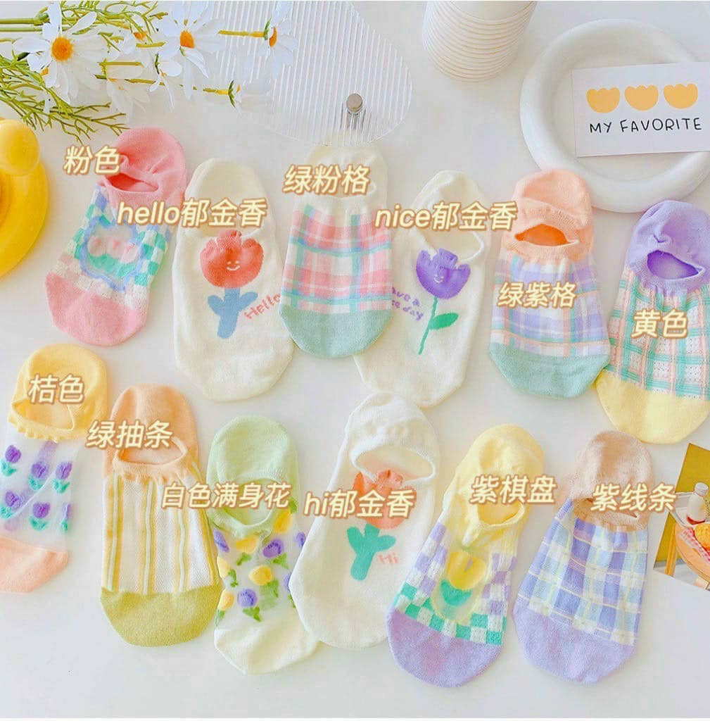 LỐ 10 ĐÔI TẤT THÔNG HƠI THOÁNG KHÍ HOA VĂN HỌA TIẾT CHO NỮ