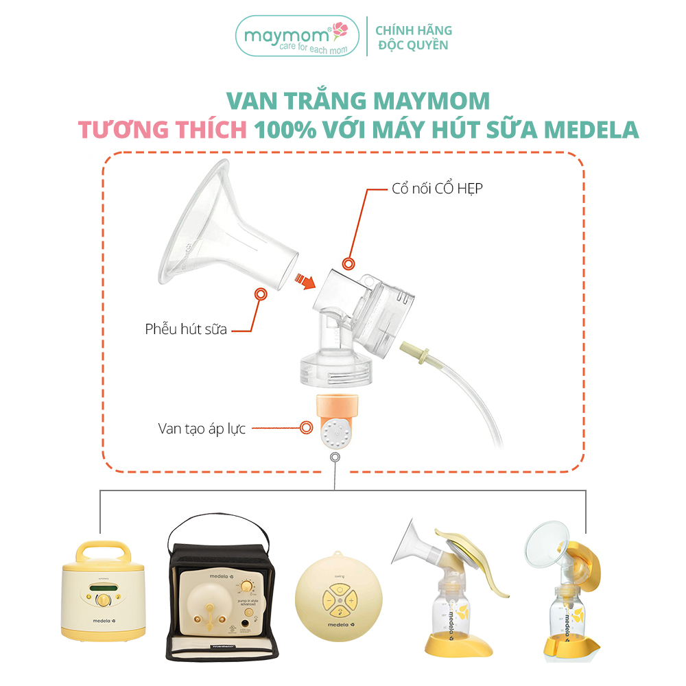 Van Trắng Máy Hút Sữa Maymom, Phụ Kiện Thay Thế Máy Medela Pump, Harmony, Swing, Mini Electric - Bộ 8 Van Gía SIÊU TỐT