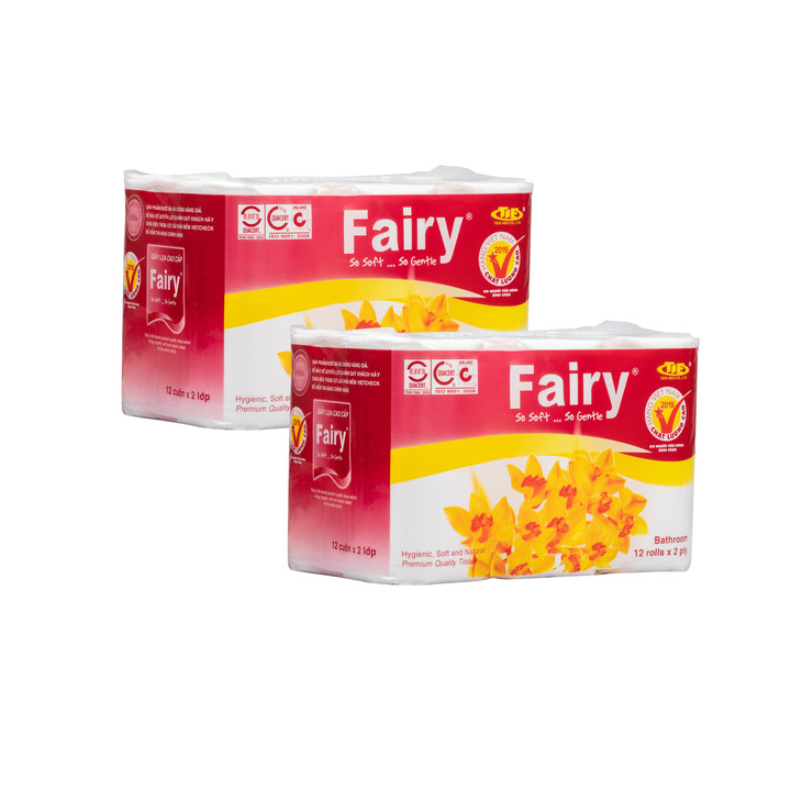 Combo 2 lốc Giấy Vệ Sinh Fairy 12 cuộn đỏ có lõi