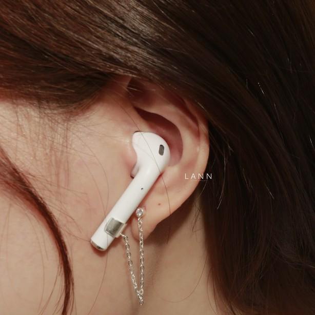 Khuyên dot dây xích nối kẹp Airpod S925 LANN