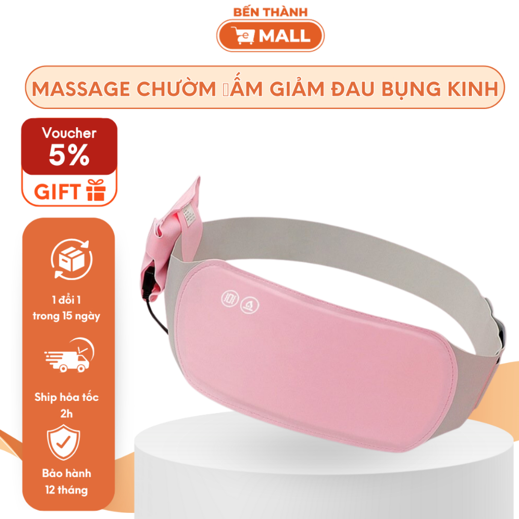 [Máy] Đai Đeo Massage Giảm Đau, Sưởi Ấm Bụng Phụ Nữ Kỳ Kinh Nguyệt Bằng Sóng Hồng Ngoại Cao Cấp Tặng Kèm Pin Dự Phòng - MP147