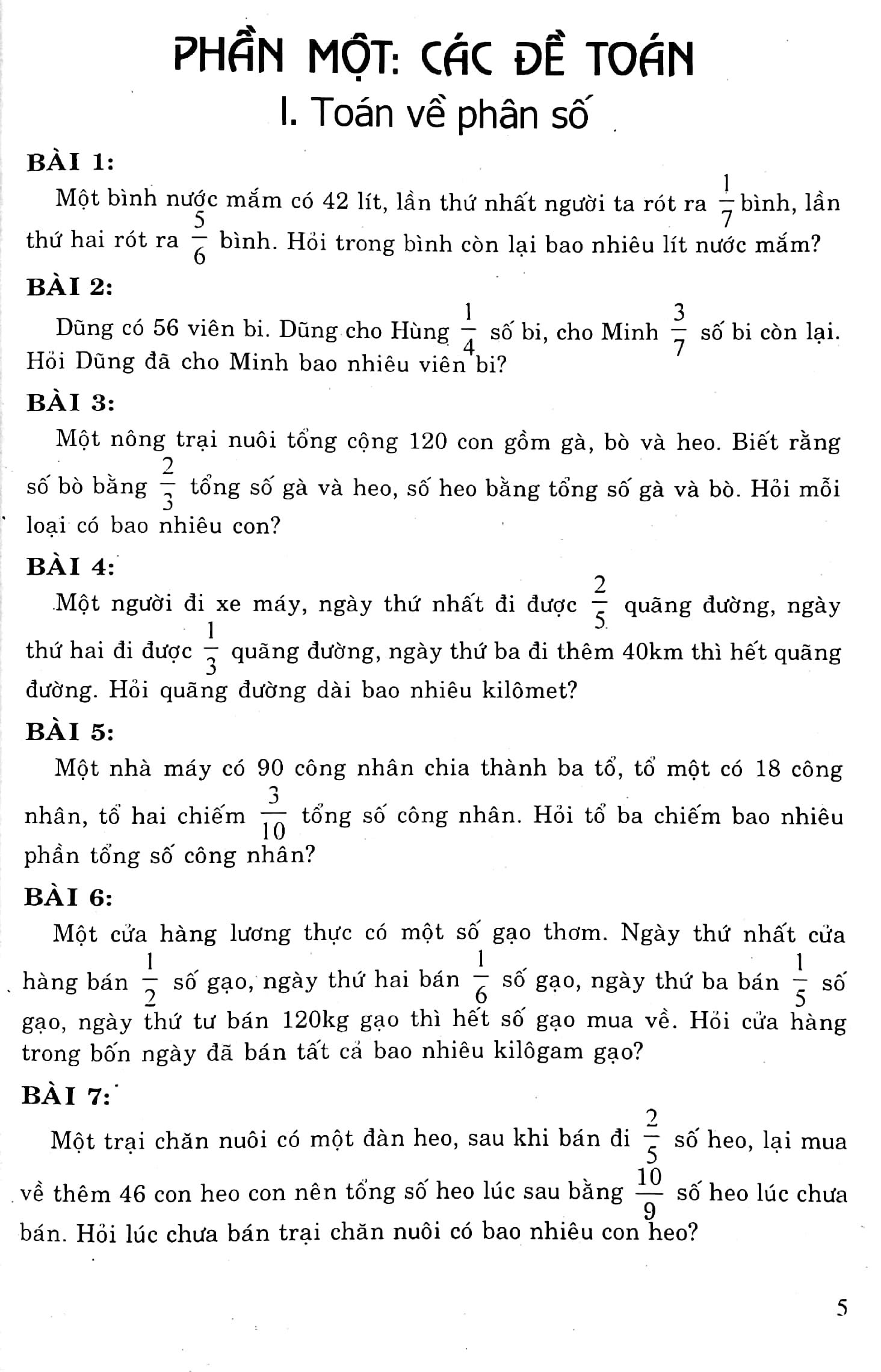 Tuyển Chọn Các Bài Toán Đố 5 Nâng Cao