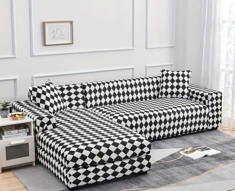 Sofa Góc L Stretchable Checkerboard Juno Sofa Kích Thước 2m5 x 1m5