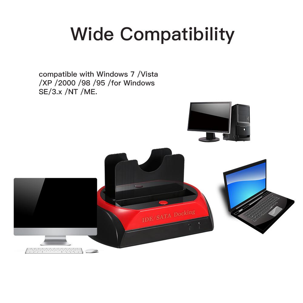 Ổ cắm cứng kép HDD kích thước 2,5 inch 3.5 inch IDE / SATA USB 2.0 - Đầu cắm của US