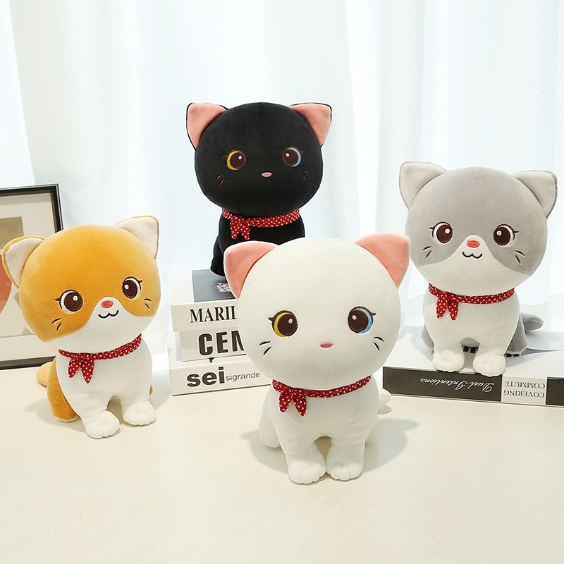 Gấu Bông Mèo Đeo Khăn Dễ Thương Siêu Mềm Mịn (25cm) Mẫu Mới Siêu Hot, Hàng Xịn Cao Cấp Loại 1 (Tặng Kèm 1 Ví Da 12 Ngăn Đựng Thẻ Atm, Cccd)