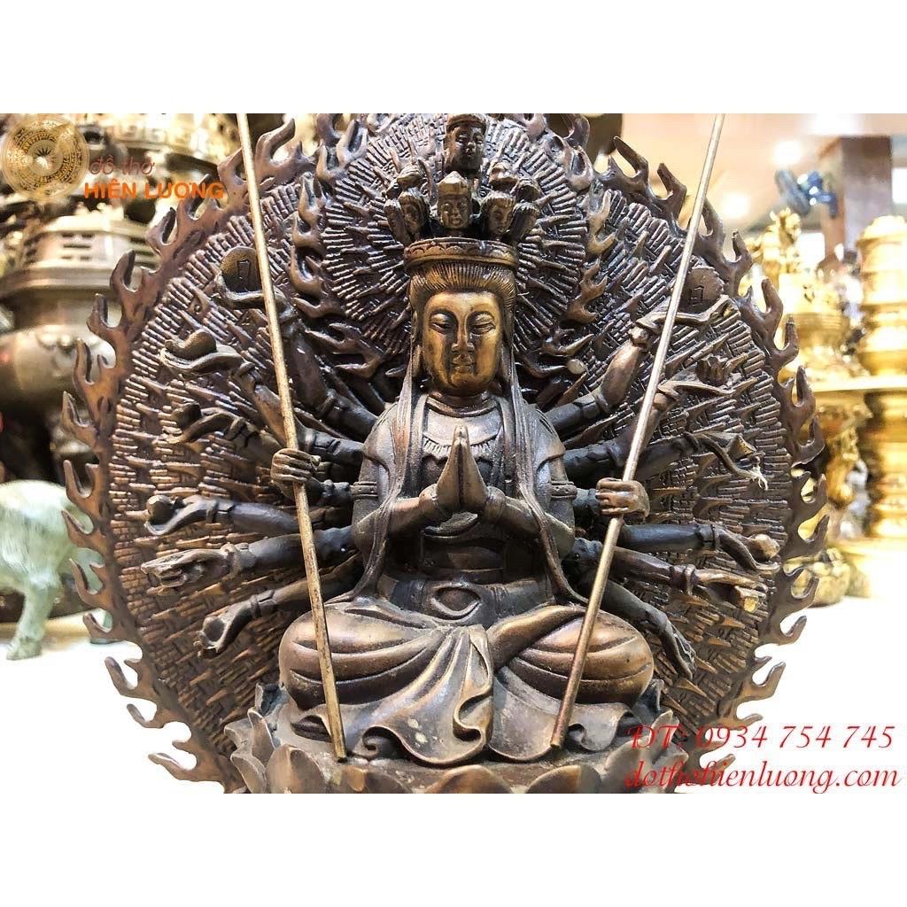 Tượng Phật Nghìn Tay Nghìn Mắt Màu Nâu Cao 25cm