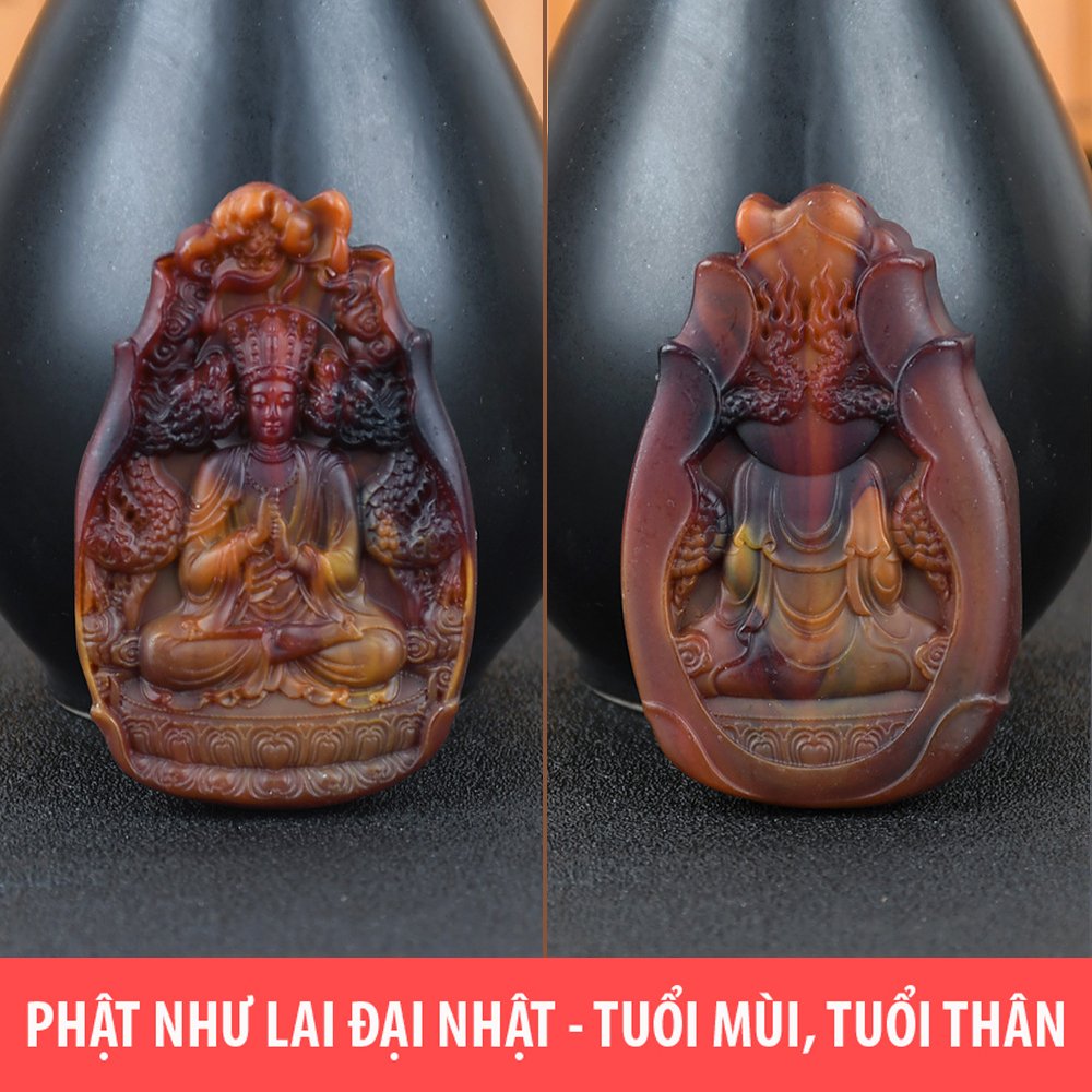 Dây chuyền Phật Như Lai Đại Nhật hương thơm bằng Long Diên Hương tổng hợp (Có dây đeo)