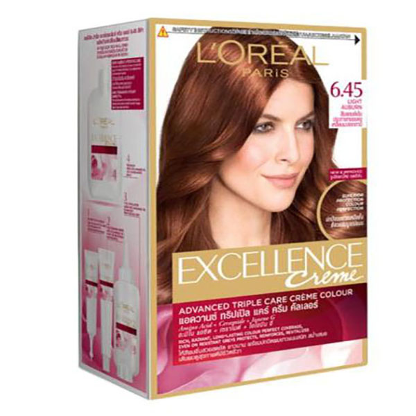 Kem Nhuộm Dưỡng Tóc Phủ Bạc L'oreal Excellence Cream 172ml - Màu 6.45 Nâu Ánh Đỏ