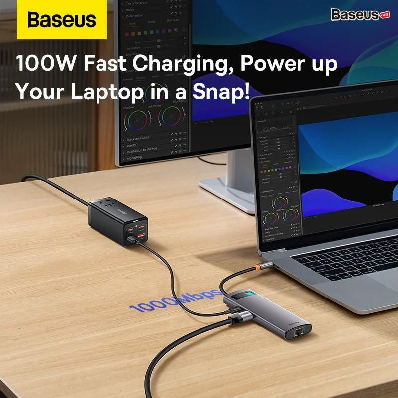 Hub Mở Rộng Đa Năng Baseus StarJoy Type-C HUB Adapter Cho Macbok Laptop Smartphone 4k/60hz - hàng chính hãng