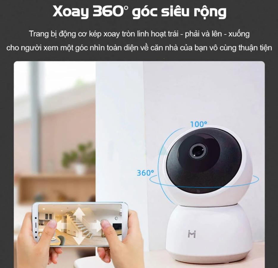 Camera Xiaomi 360 Imilab Home Security Chất Lượng Cao 1296x2304, Đàm Thoại 2 Chiều, Chế Độ Hồng Ngoài Ban Đêm, Chế Độ Chống Trộm - Hàng chính hãng