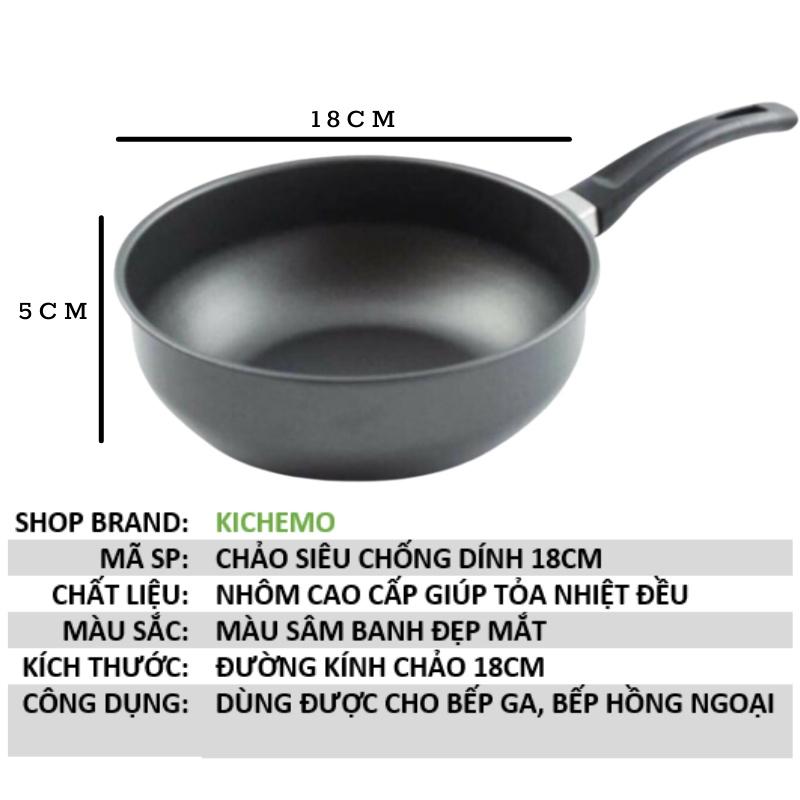 Chảo chống dính bếp từ Chảo sâu lòng size 18cm-Kichemo 01