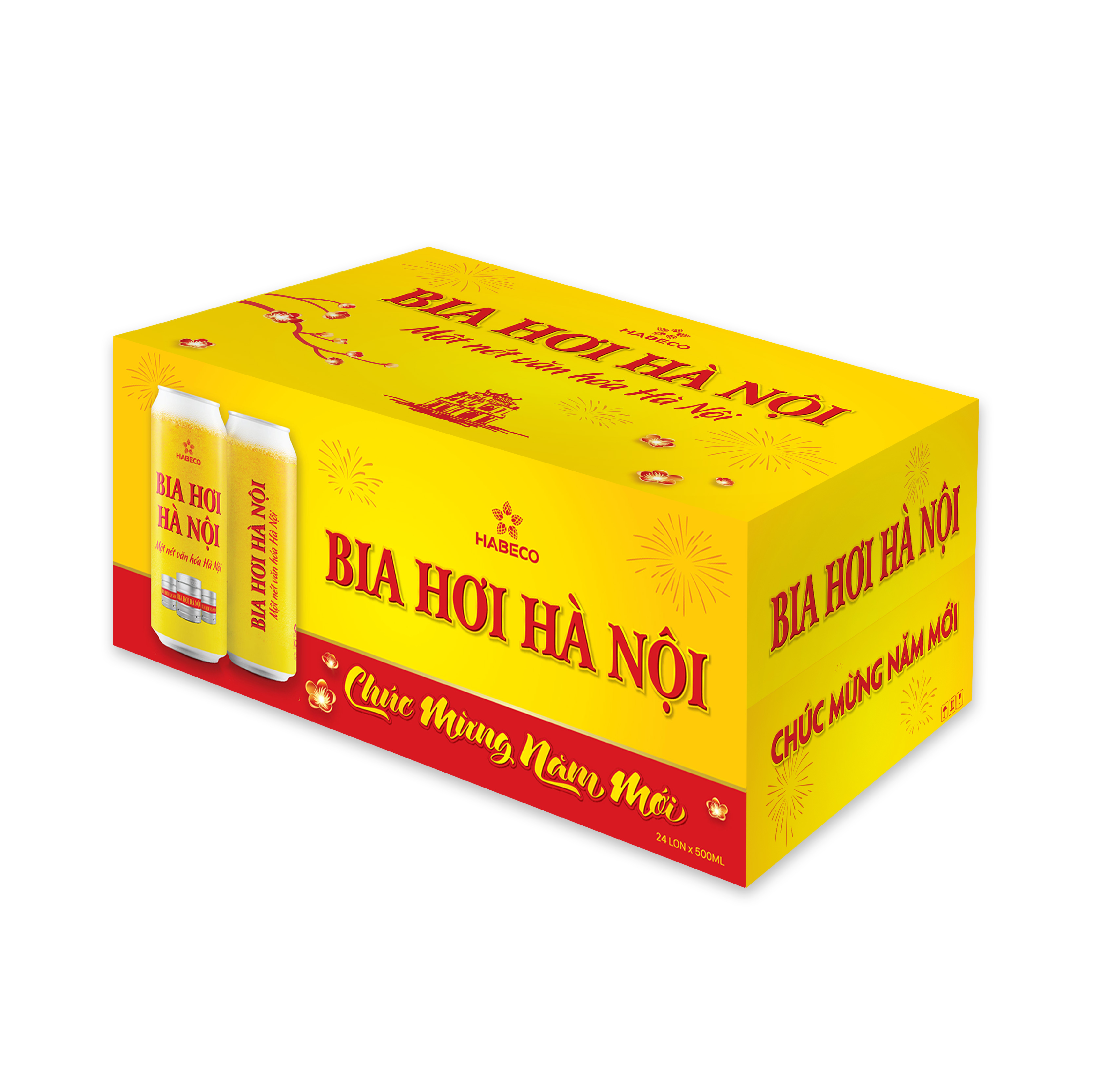 Combo 2 Thùng Bia Hơi Hà Nội - Thùng 24 lon 500ml - Phiên bản Tết
