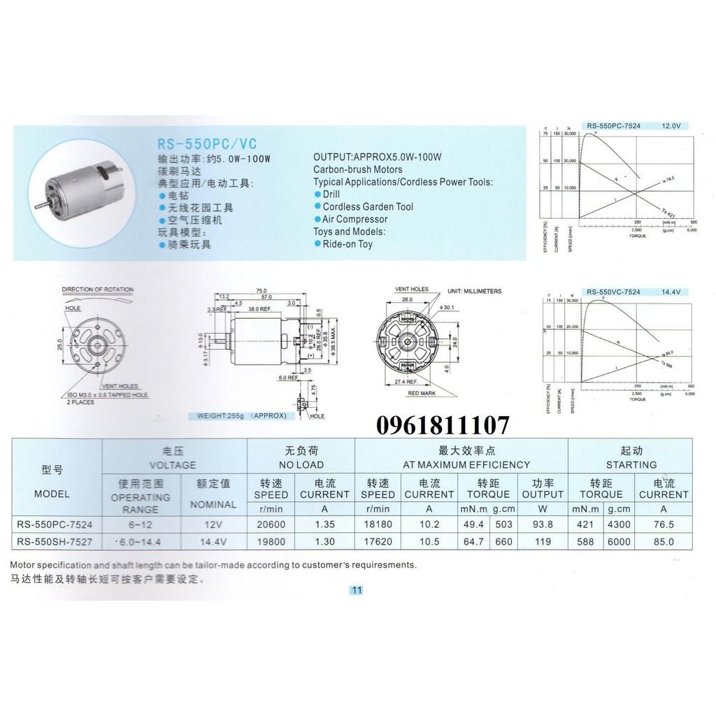 motor 550 24000rpm cho máy khoan pin