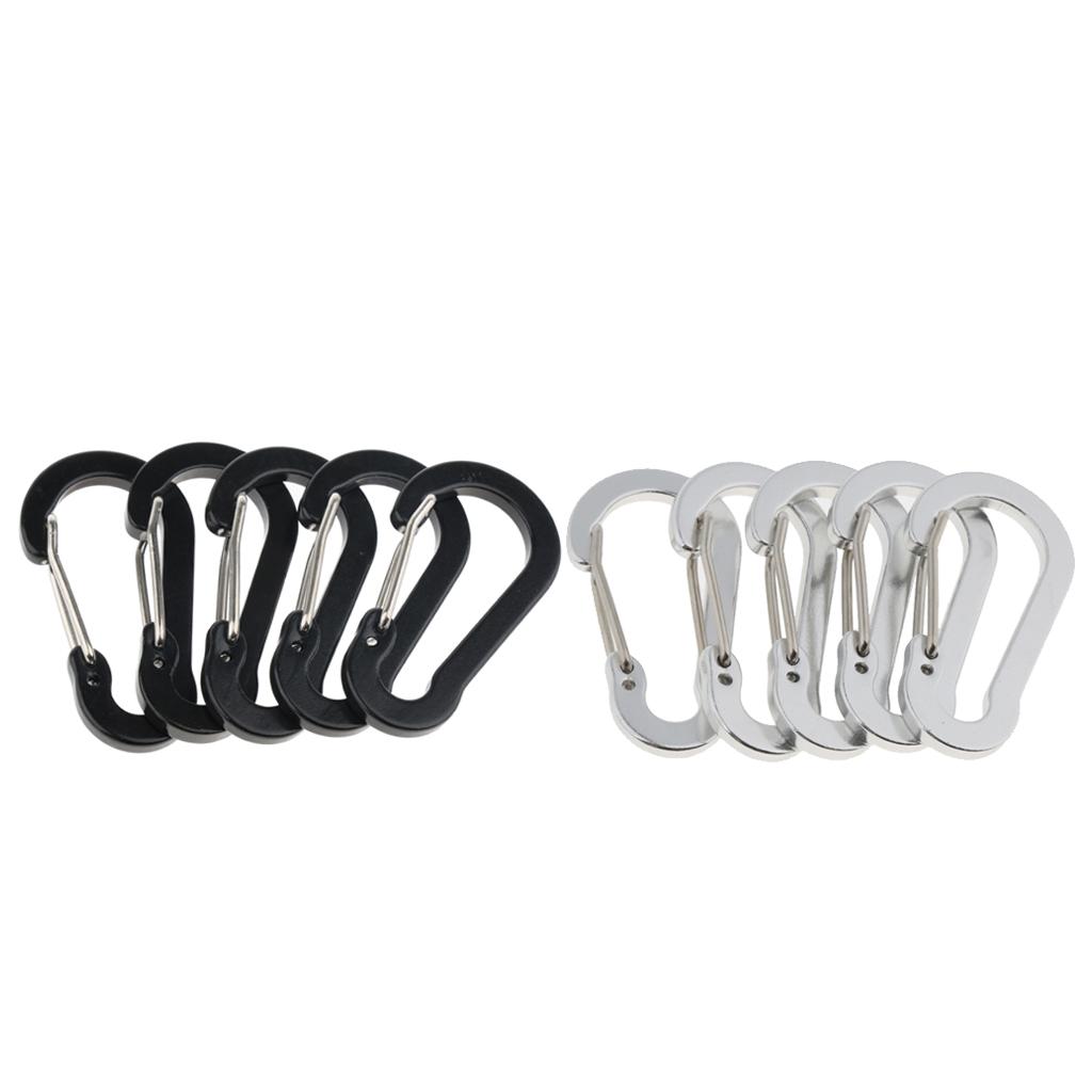5pcs Key Chain Buckle Spring Snap Hook Outdoor Clip Water Bottle Hook Black