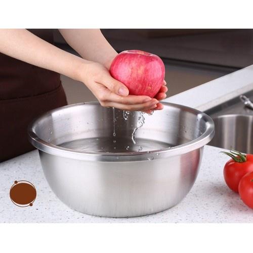 Thau Đựng Hoa Quả Inox Sáng Bóng Dày Đẹp Đủ Kích Thước 20, 22, 24, 26, 28, 30cm