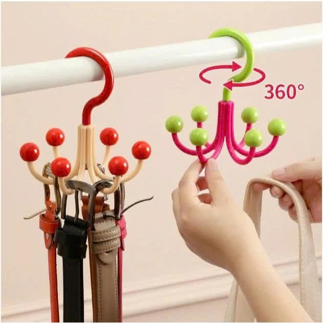 Set 3 Móc Treo Đồ 6 Chấu Bi Xoay 360° – Treo Quần Áo, Nội Y, Mũ, Túi Xách – Gắn Thanh Tủ, Tiết Kiệm Không Gian, 13x15cm - HÀNG CHÍNH HÃNG MINIIN