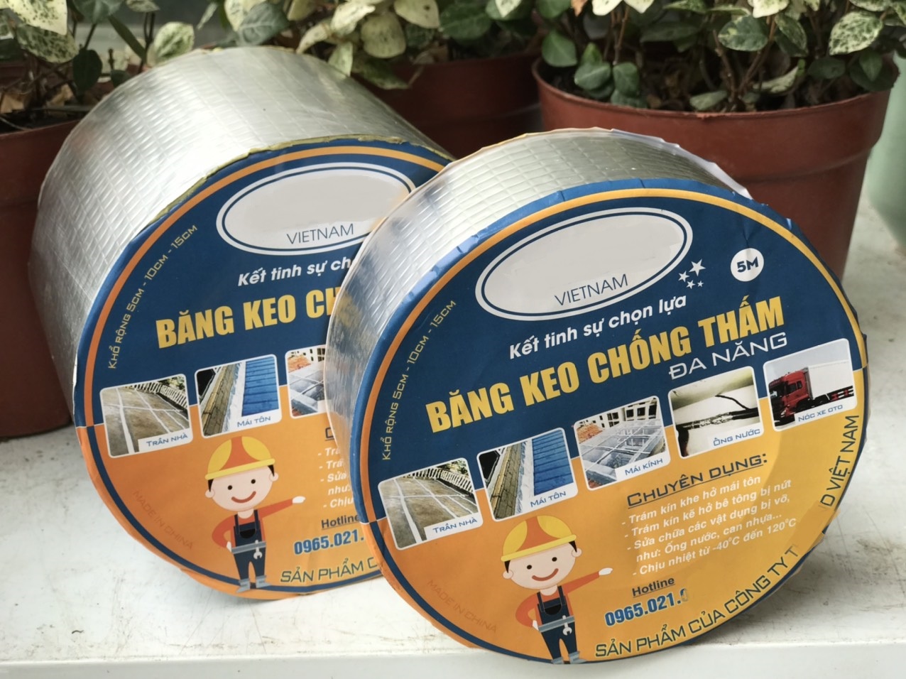 Băng Keo chống thấm, chịu nhiệt vá nứt trần nhà, tường, mái tôn, bể nước, ống nước, xô, chậu, bể bơi, kính ...TH bản 5cm