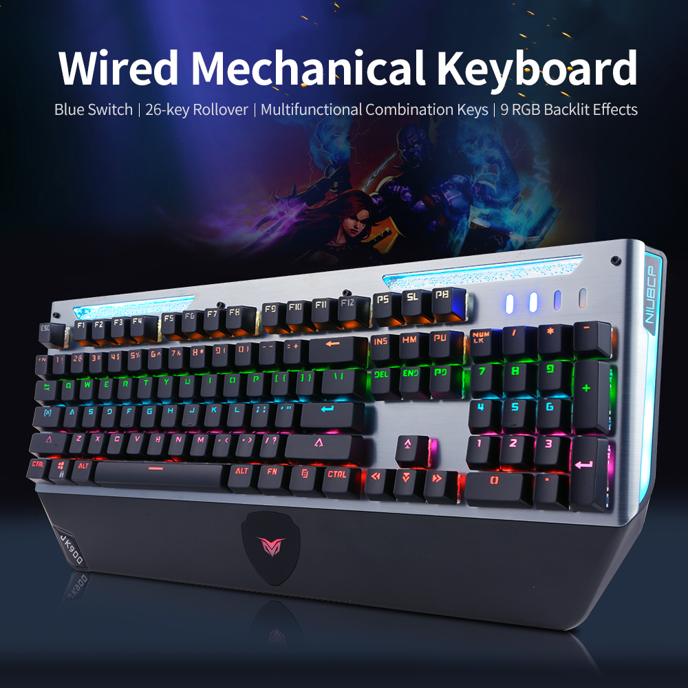 Bàn phím cơ Bcaklit RGB có dây 26 phím Rollover/ Phím kết hợp đa chức năng / Double Shot Keycaps / Công tắc màu xanh lam