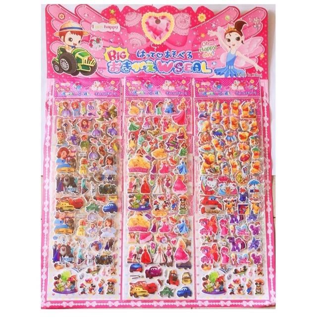 Hình dán nổi 3D - vĩ 18 tấm hình nhiều mẫu