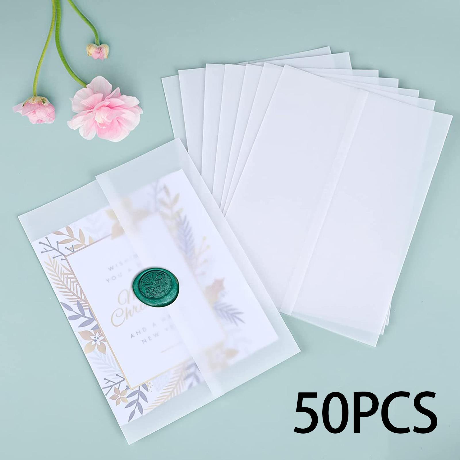 50Pcs Wedding Invitations Wrap, Paper Envelope Liners, Folded Invitations Jackets, Invitations Paper for Animation Sketching Baquet, Photo Overlays Cards
