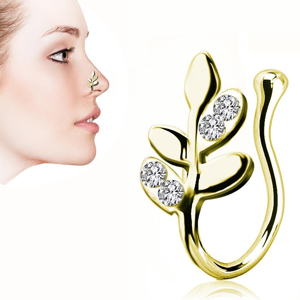 2x Crystal Fake Nose Rings 18G Faux Fake Lip Ear Nose Septum Ring 18 Gauge