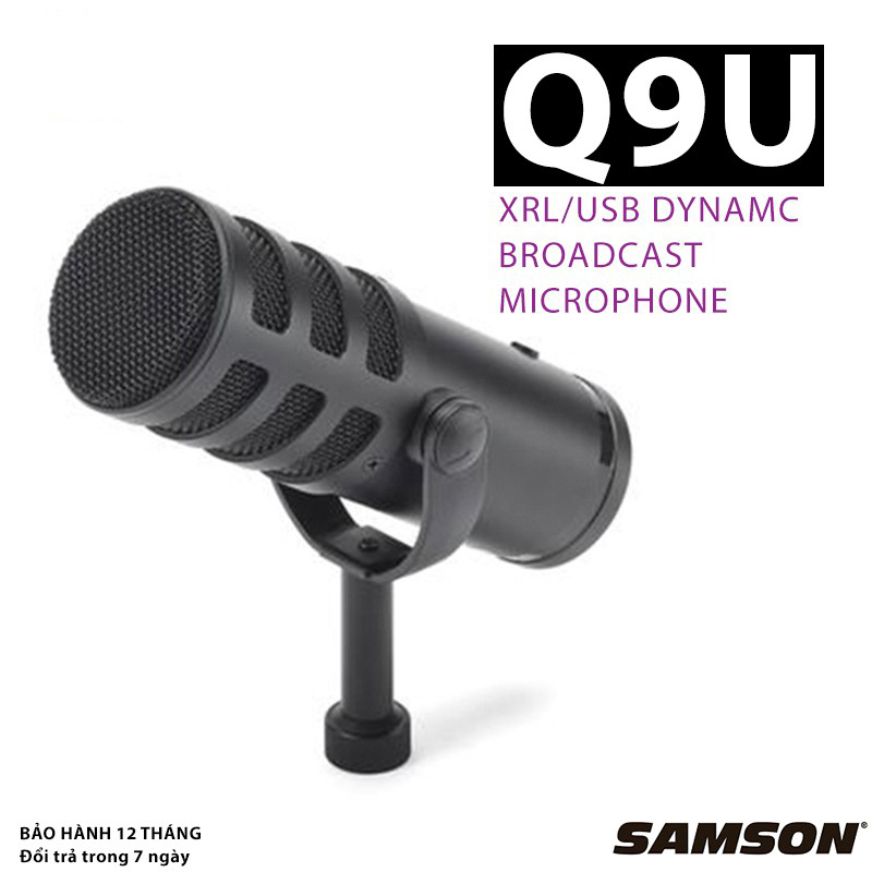 Samson Q9U - Micro Dynamic, XLR/USB Thu Âm Chuyên Nghiệp Cho Podcast, Livestream Và Phòng Thu - Hàng Chính Hãng