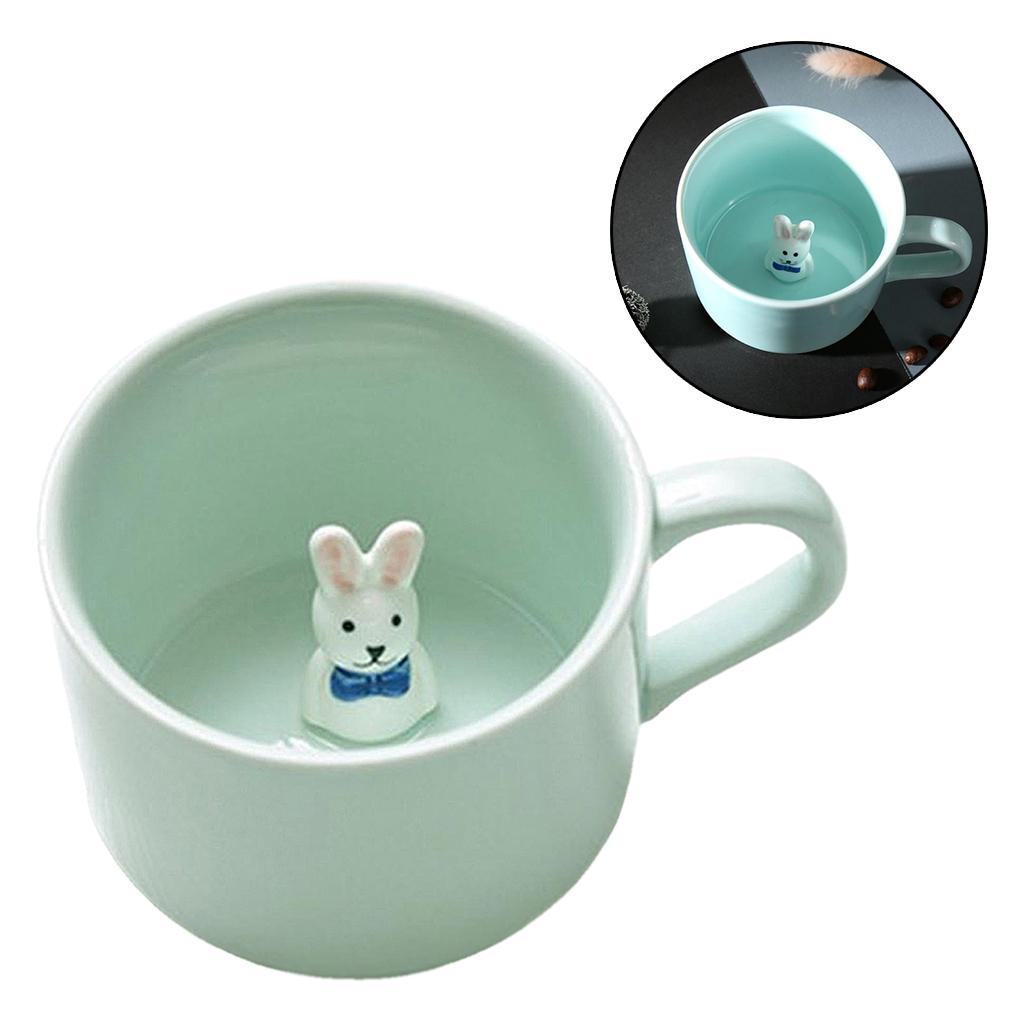 2Pcs 3D Coffee Mug Cute Animal Inside Ceramic Milk Tea Cup Teacup for Kids