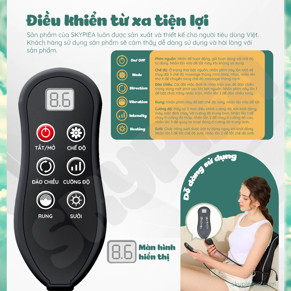 Gối Massage Hồng Ngoại 20 bi- Phiên Bản 2022 - Có túi khí - Massage Cổ, Vai, Gáy - Máy Massage Toàn Thân