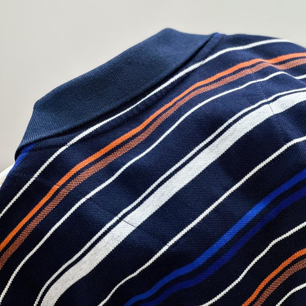 Áo Polo Nam Cao Cấp Có Cổ BY COTTON Sọc Xanh Cam Nam Tính, Thanh Lịch, Sang Trọng, Trẻ Trung