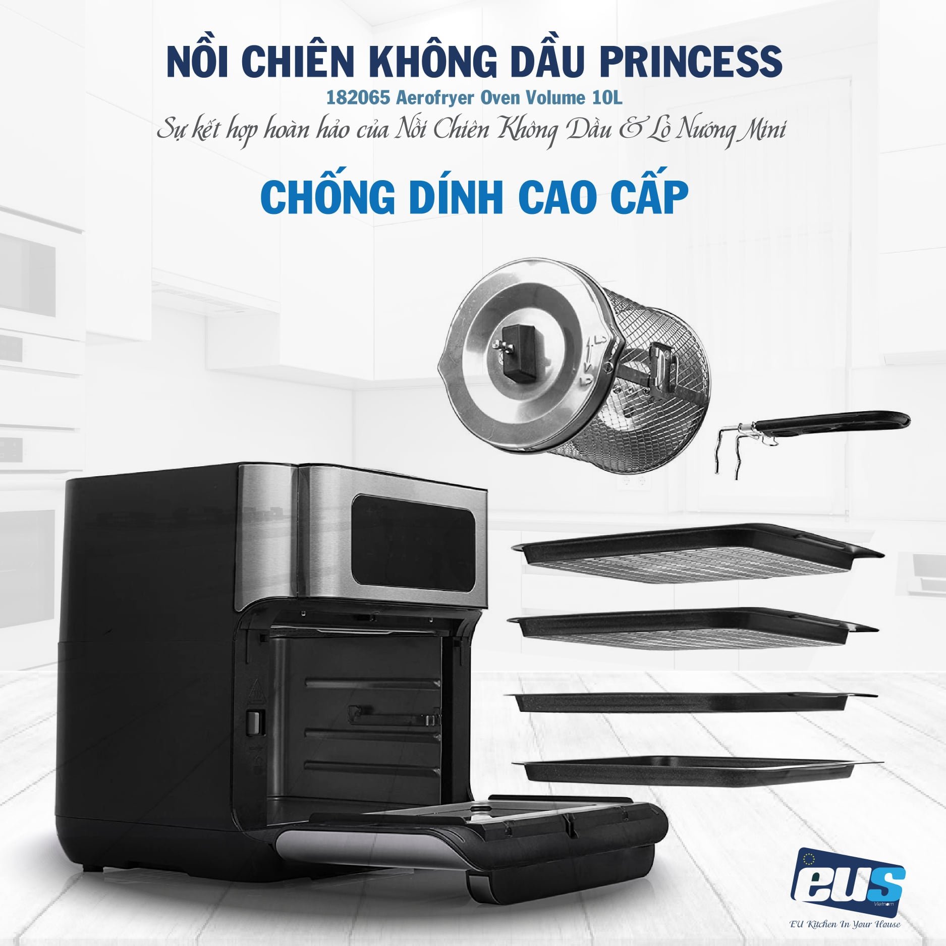Nồi chiên không dầu 10L-12L PRINCESS Hàng Nhập Khẩu Chính Hãng Hà Lan, Chế Độ Cài Đặt Sẵn Tiện Lợi
