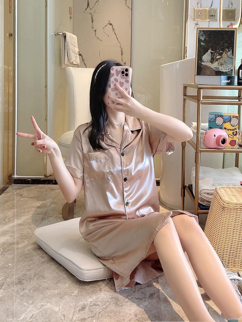 Đầm ngủ 2 dây lụa chất đẹp đồ ngủ đẹp váy ngủ phòng the gợi cảm QN001