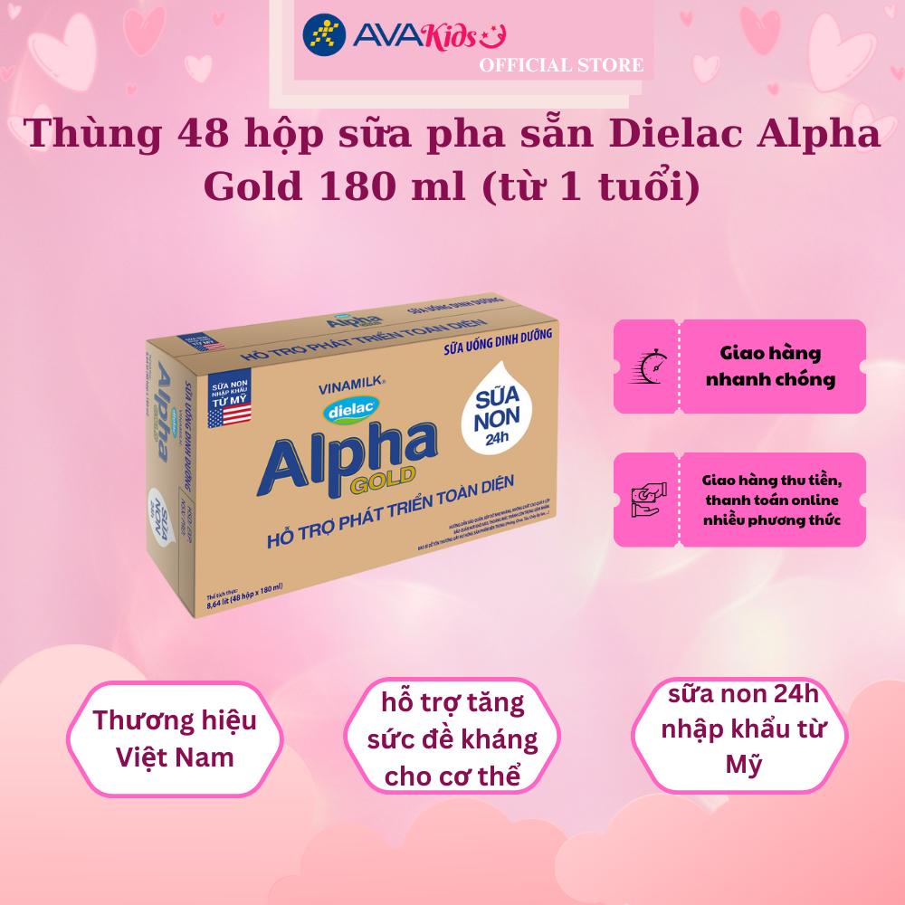 Thùng 48 hộp sữa pha sẵn Dielac Alpha Gold 180 ml (từ 1 tuổi)