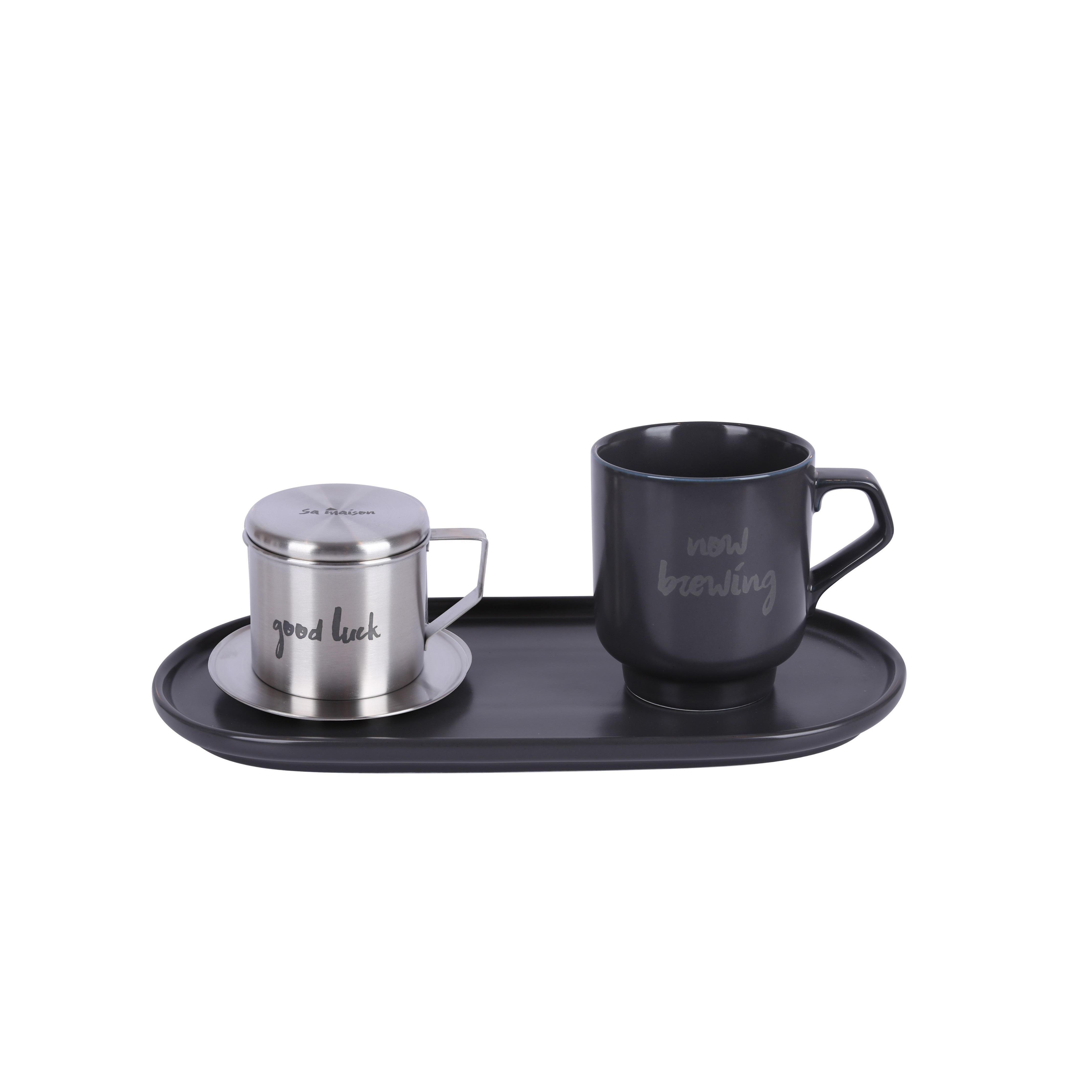 Bộ pha cafe Modern 3 món (phin cafe, cốc và đĩa sứ 30cm) Sa Maison