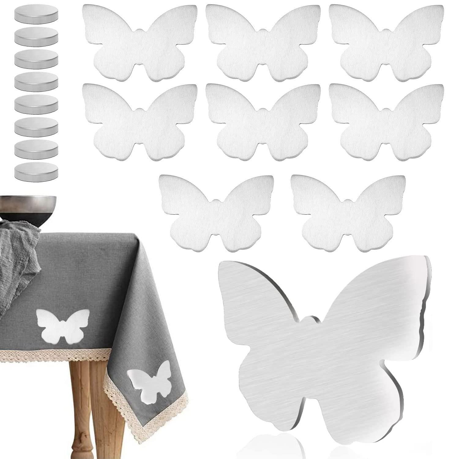 8 Đặt kẹp khăn trải bàn bằng thép không gỉ, giá đỡ khăn trải bàn, nam châm khiếu nại, trọng lượng khăn trải bàn, họa tiết khăn trải bàn, khăn trải bàn, clip khăn trải bàn