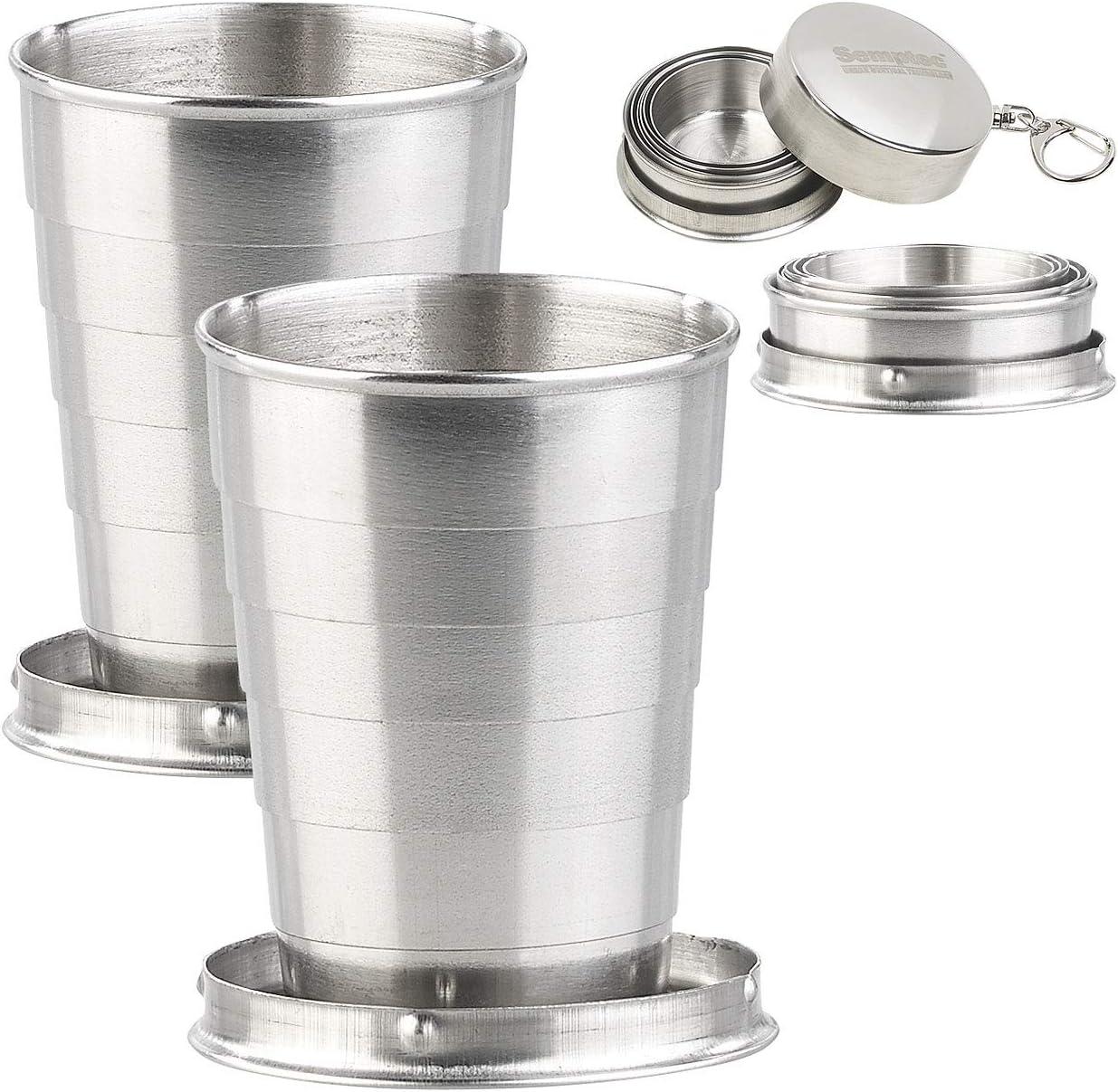 Cốc gập: bộ 2 cốc thủy tinh nhỏ  có móc chìa khóa