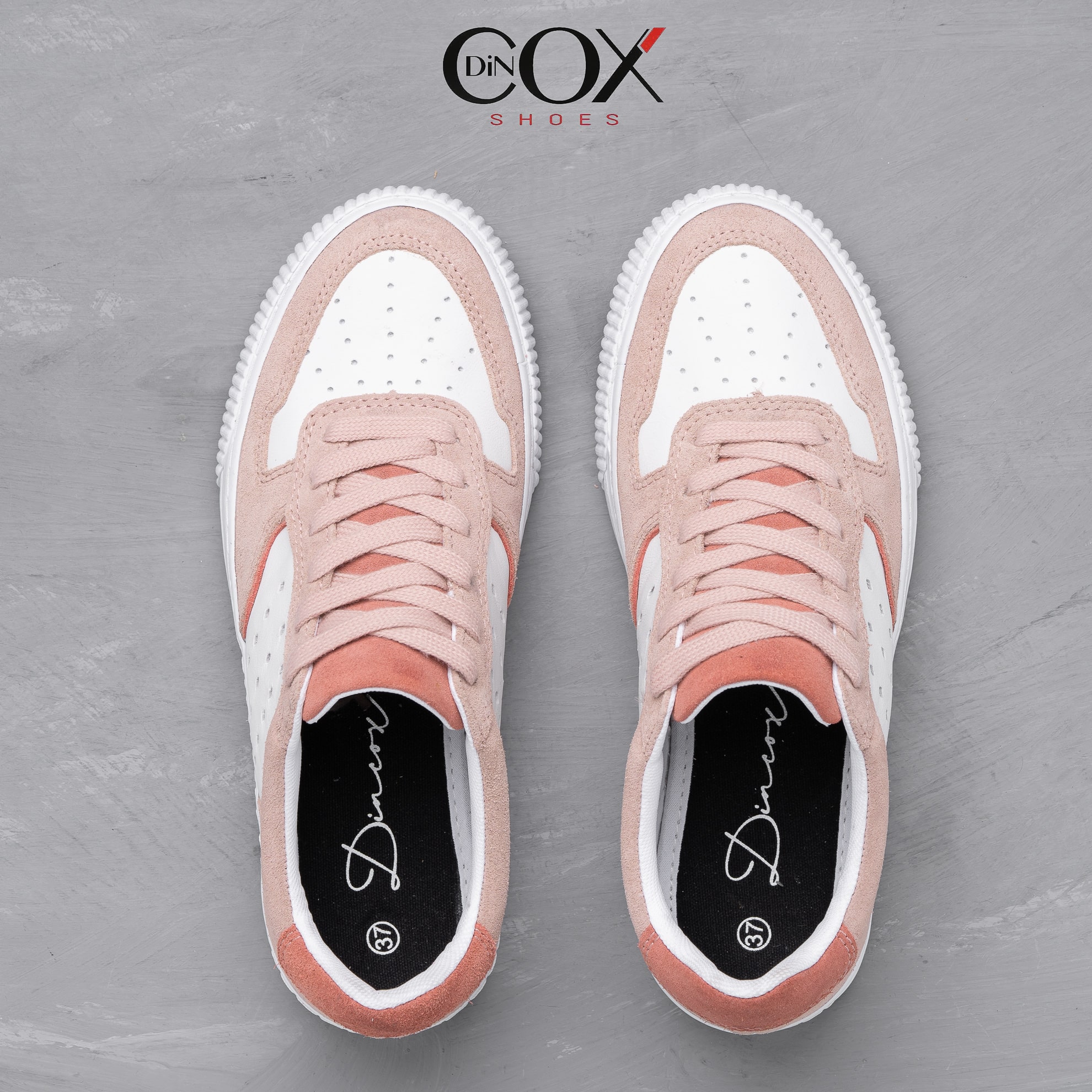 Giày Sneaker Nữ Da Bò Thật DINCOX E03 Pink Sang Trọng