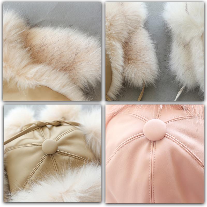 Trẻ Em Giả Tự Nhiên Cáo Lông Nón Nữ Mùa Đông Chống Gió Dày Ấm Tai Máy Bay Ném Bom Nón Lưỡi Trai Nữ, Chất Liệu Mềm Mại, Lông Tơ Giả Lông Thú mũ Lưỡi Trai