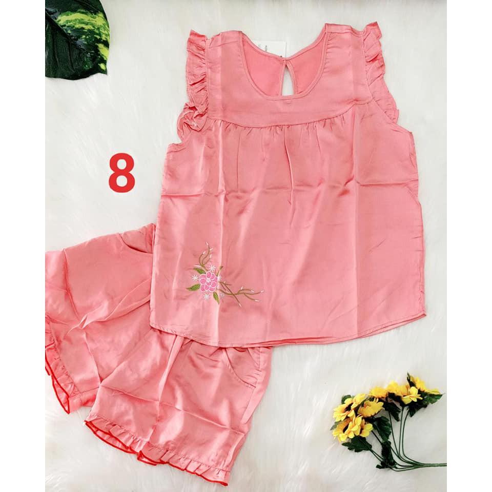 Đồ bộ lụa satin cao cấp quần đùi có túi, ảnh thật