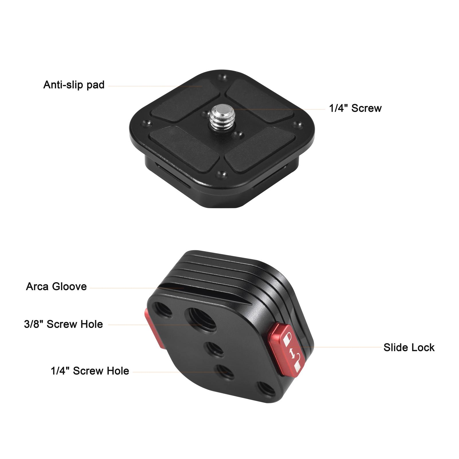 Quick Release Plate Tripod QR Plate Camera Mount Adapter Quick Setup Aluminum Alloy with 1/4 Inch Screw for DSLR Mirrorless Camera Tripod Gimbal Stabilizer