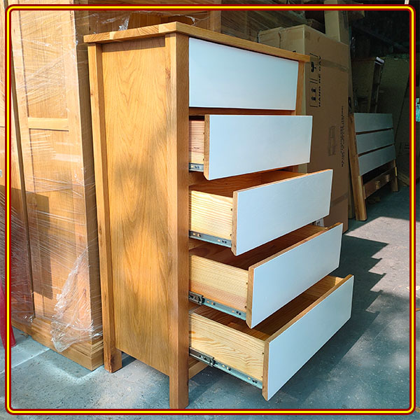 Tủ 5 ngăn kéo Tundo kiểu đứng màu vàng phối trắng 80 x 40 x 120 cm