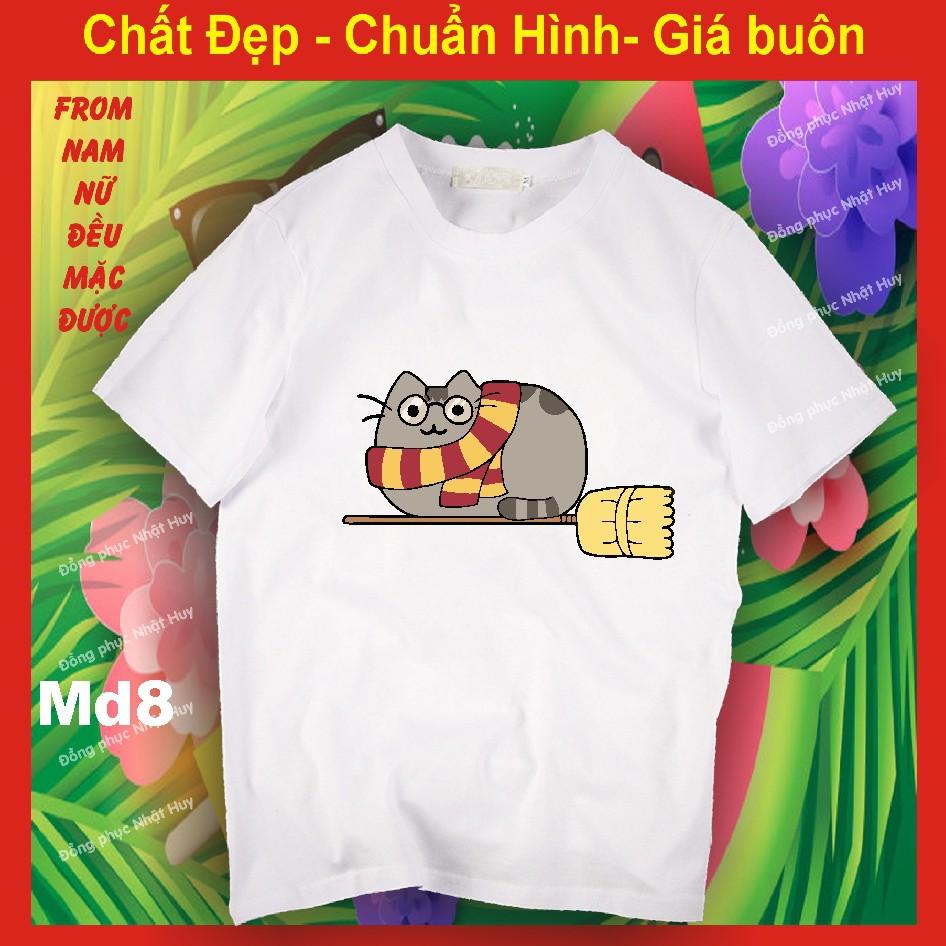 Áo thun mèo đen pusheen kawii MD12, phông, icoi biểu cảm,