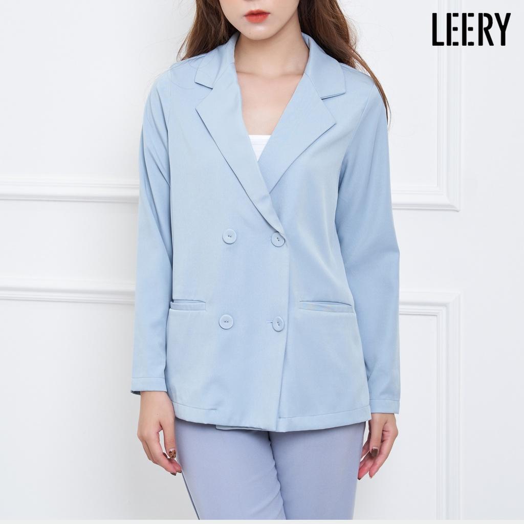 Áo vest nữ ,blazer 1 lớp, áo khoác ngoài màu xanh hàng thiết kế cao cấp LEERY VEST-02