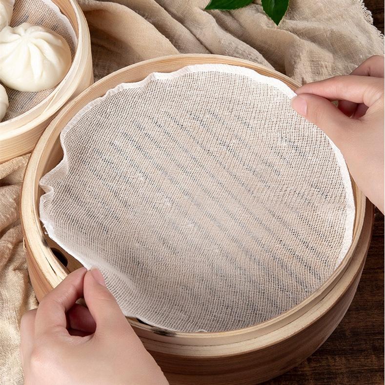 Vải Cotton Lót Nồi Hấp Bánh Bao Hình Tròn Tiện Dụng Cho Nhà Bếp