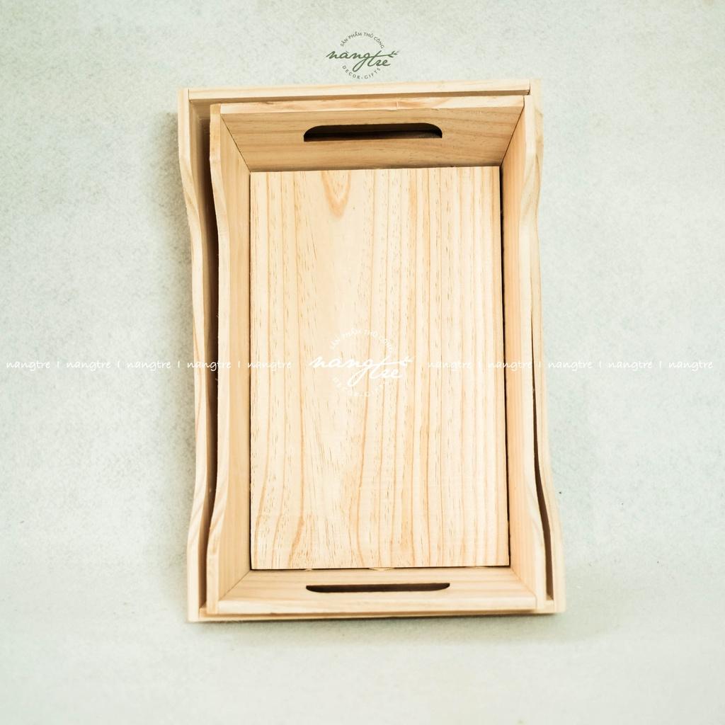 Khay gỗ gói quà, khay hình con thuyền đa năng